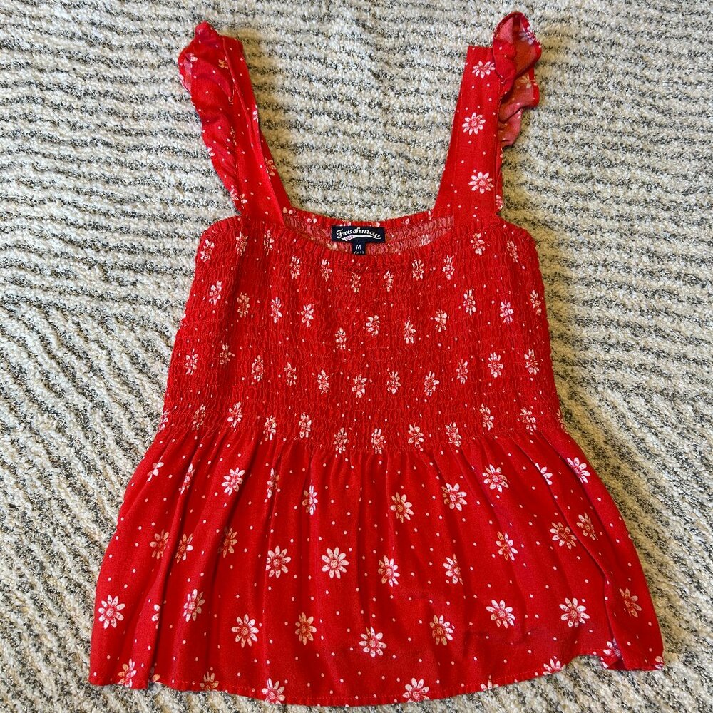 Red Floral Peplum Tank Top!